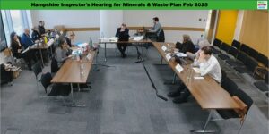 Campaigner Ann Stewart speaking at the Inspector's Hearing into the Hampshire Minerals & Waste Plan